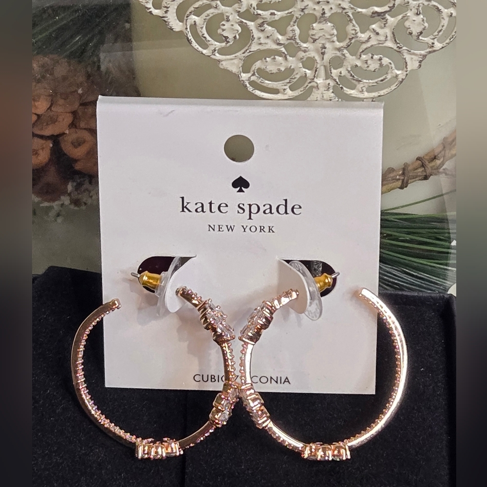 Kate Spade Rose Gold Gleaming Garden Hoop Earrings - Picture 5 of 6